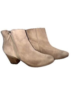 CROWN VINTAGE Beige Tan Nubuck Leather Ankle Boots Western‎ Minimalist Sz 8.5